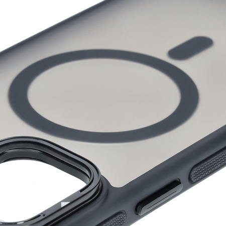 Etui z podstawką i pierścieniem magnetycznym Bizon Case Eclipse do iPhone 16 Plus, przydymione z czarną ramką