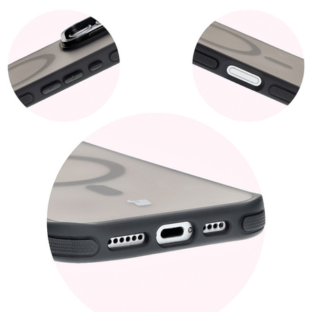 Etui z podstawką i pierścieniem magnetycznym Bizon Case Eclipse do iPhone 16 Pro, przydymione z czarną ramką