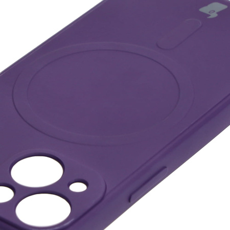 Etui Bizon Case Silicone Magnetic Sq do Apple iPhone 13 Mini, śliwkowe