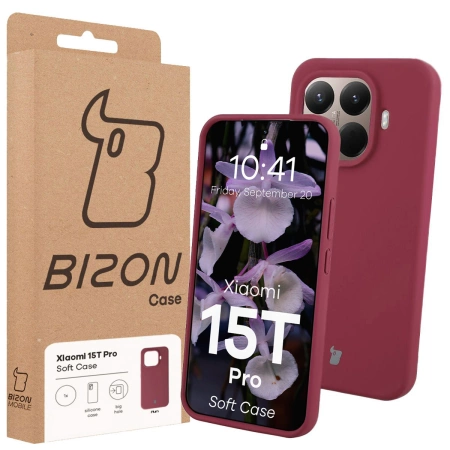 Silikonowe etui Bizon Soft Case do Xiaomi 15T Pro, ciemnofioletowe