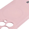 Etui silikonowe z pierścieniem magnetycznym Bizon Case Silicone Magnetic do iPhone 13 Pro, jasnoróżowe