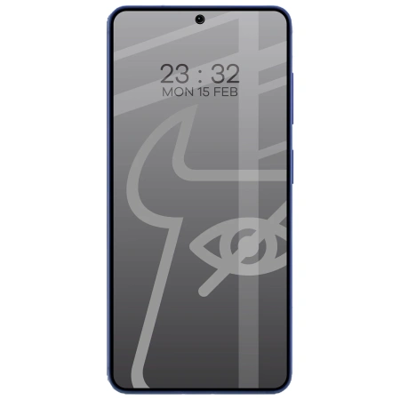 Prywatyzujące szkło hartowane Bizon Glass Edge Shadow do Galaxy S26, przyciemniane z czarną ramką