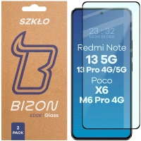 Szkło hartowane Bizon Glass Edge Duo do Xiaomi POCO X6 / M6 Pro 4G / Redmi Note 13 5G / 13 Pro 4G/5G, czarna ramka, 2 sztuki