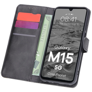 Etui z klapką Bizon Case Pocket do Galaxy M15 5G, czarne