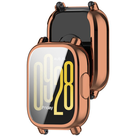 Etui z osłoną ekranu Bizon Case Watch Felipe do Xiaomi Redmi Watch 5 Active, różowozłote