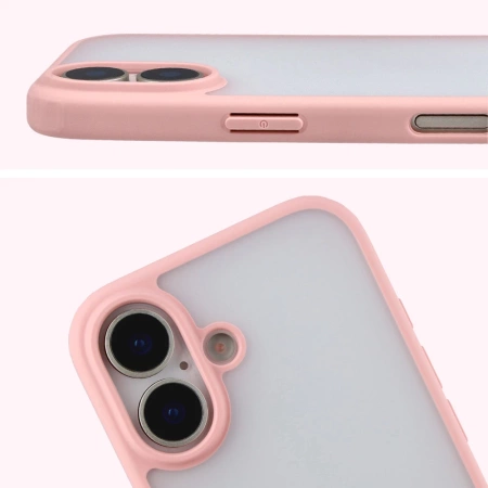 Etui Bizon Case Angelo do iPhone 17, półprzezroczyste z jasnoróżową ramką