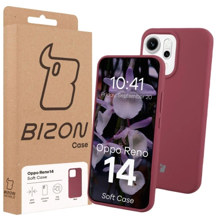 Silikonowe etui Bizon Soft Case do Oppo Reno 14, ciemnofioletowe