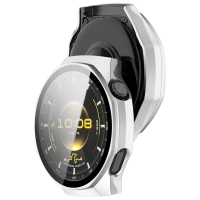 Etui ze szkłem do zegarka Bizon Case Watch Adamo do Huawei Watch GT6 Pro 46 mm, matowe srebrne