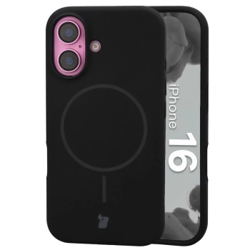 Silikonowe etui z pierścieniem magnetycznym Bizon Soft Case Magnetic do iPhone 16, czarne