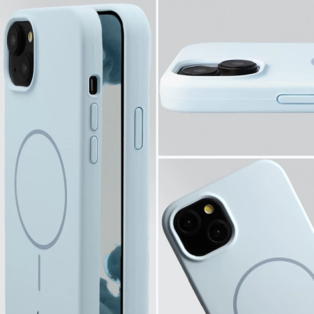 Silikonowe etui z pierścieniem magnetycznym Bizon Soft Case Magnetic do 15 Plus/14 Plus, błękitne