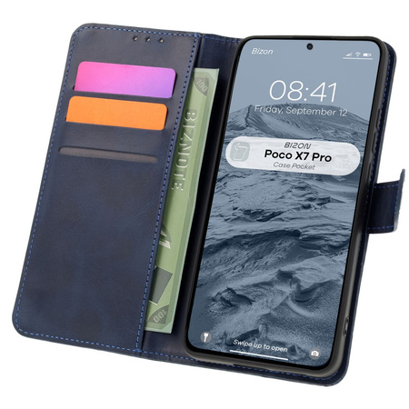 Etui z klapką Bizon Case Pocket do Xiaomi Poco X7 Pro, granatowe