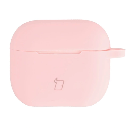 Silikonowe etui z karabińczykiem Bizon Case Headphone Silicone do AirPods 3, jasnoróżowe