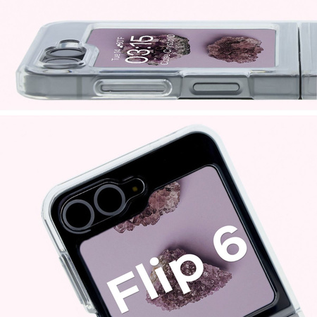 Etui z pierścieniem magnetycznym Bizon Case CrystalO do Galaxy Z Flip7 FE / Z Flip6, przezroczyste