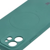 Etui silikonowe z pierścieniem magnetycznym Bizon Case Silicone Magnetic do iPhone 12, ciemnozielone