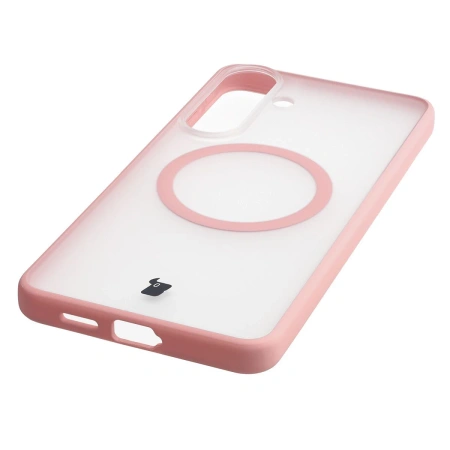 Etui z pierścieniem magnetycznym Bizon Case MatteO do Galaxy S26 Plus, przydymione-jasnoróżowe