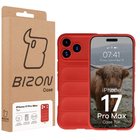 Pancerne etui Bizon Case Tur do iPhone 17 Pro Max, czerwone