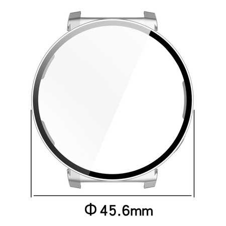 Etui ze szkłem do zegarka Bizon Case Watch Adamo do Huawei Watch GT 5 Pro 42 mm, srebrne satynowe