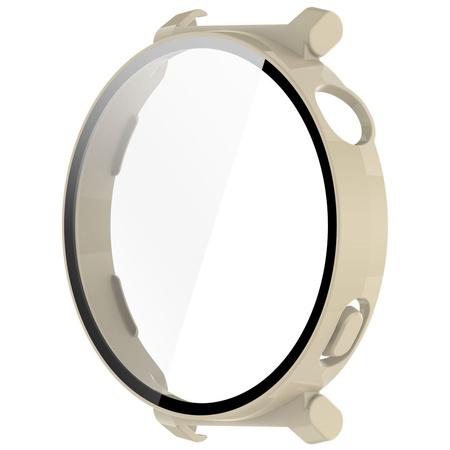 Etui ze szkłem do zegarka Bizon Case Watch Adamo do Huawei Watch GT 5 Pro 42 mm, beżowe