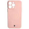 Etui silikonowe z pierścieniem magnetycznym Bizon Case Silicone Magnetic do iPhone 15 Pro Max, jasnoróżowe