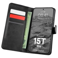 Etui z klapką Bizon Case Pocket do Xiaomi 15T Pro, czarne