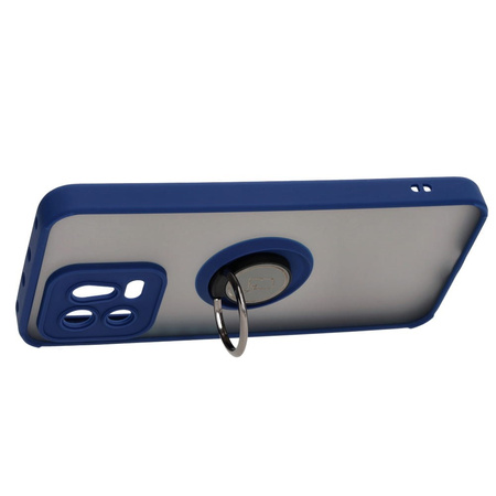 Etui z uchwytem na palec Bizon Case Hybrid Ring do Xiaomi 13, przydymione z granatową ramką