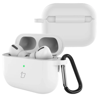 Silikonowe etui z karabińczykiem Bizon Case Headphone Silicone do AirPods Pro 3, białe