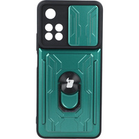 Etui Bizon Case Camshield Card Slot Ring do Xiaomi Redmi Note 11 Pro+ 5G, zielone