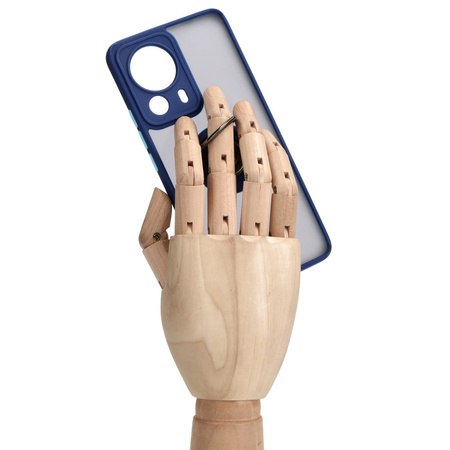 Etui z uchwytem na palec Bizon Case Hybrid Ring do Xiaomi 13 Lite, przydymione z granatową ramką