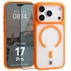 Etui z pierścieniem magnetycznym + szkło hartowane Bizon MatteO Pack do iPhone 17 Pro, przydymione-pomarańczowe
