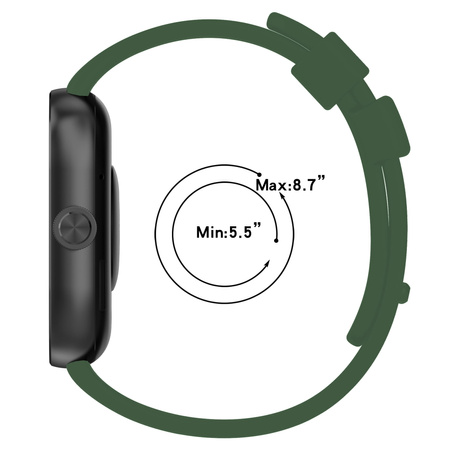 Pasek Bizon Strap Watch Silicone B do Xiaomi Redmi Watch 5/4 / Smart Band 9/8 Pro, ciemnozielony