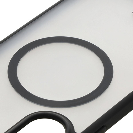 Etui z pierścieniem magnetycznym Bizon Case MatteO do Galaxy A56 5G, półprzezroczyste z czarną ramką