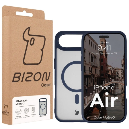 Etui z pierścieniem magnetycznym Bizon Case MatteO do iPhone Air, przydymione-granatowe