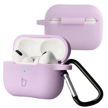 Silikonowe etui z karabińczykiem Bizon Case Headphone Silicone do AirPods Pro 2, lawendowe