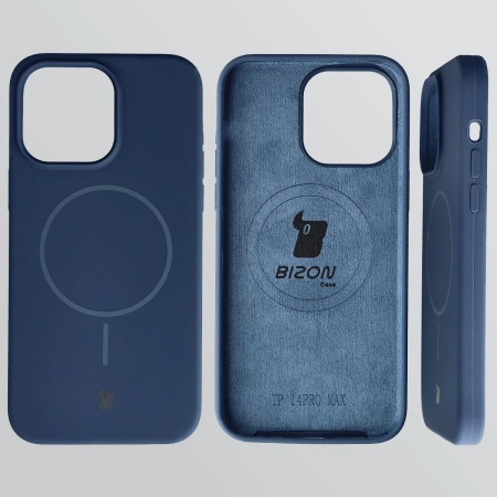 Silikonowe etui z pierścieniem magnetycznym Bizon Soft Case Magnetic do iPhone 14 Pro Max, granatowe