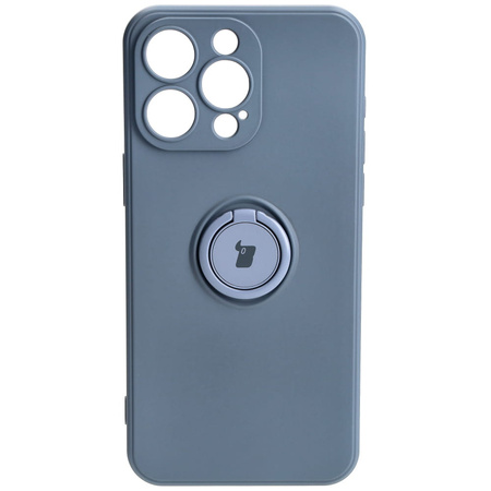 Etui Bizon Case Silicone Ring Sq do iPhone 15 Pro Max, szare