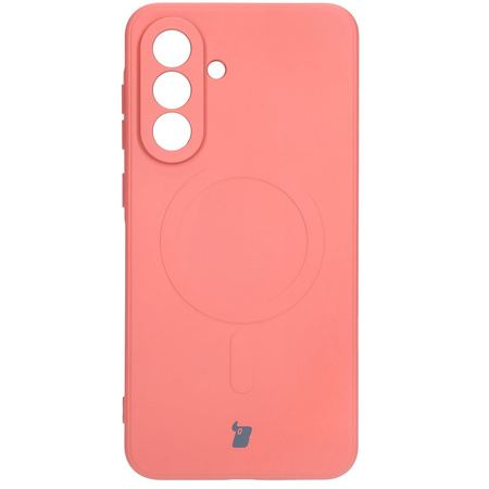 Silikonowe etui z pierścieniem magnetycznym Bizon Case Silicone Magnetic Sq do Galaxy A36 5G, brudnoróżowe