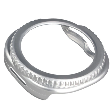 Etui ze szkłem do zegarka Bizon Case+Glass Watch do Samsung Galaxy Watch 8 Classic 46 mm, satynowo srebrne