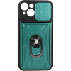 Etui Bizon Case Camshield Card Slot Ring do iPhone 14, zielone