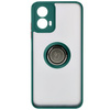 Etui z uchwytem na palec Bizon Case Hybrid Ring do Motorola Moto G34 5G, przydymione z ciemnozieloną ramką