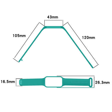 Etui z paskiem Bizon Strap + Case Watch Dots do Xiaomi Redmi Smart Band 2 / Xiaomi Mi Band 8 Active, ciemno-miętowe