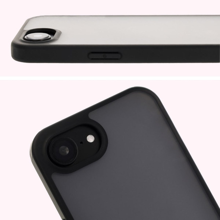 Etui Bizon Case Angelo do iPhone 16e, półprzezroczyste z czarną ramką