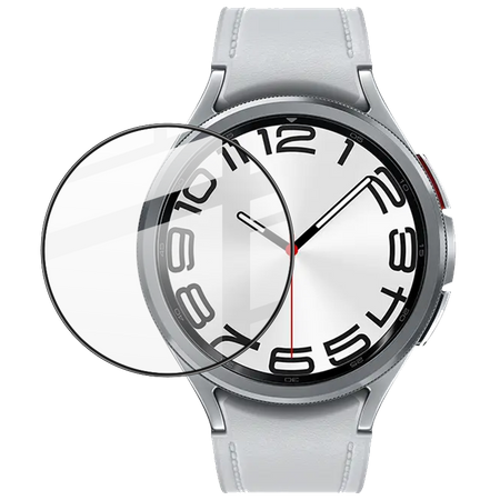 Szkło hybrydowe Bizon Glass Watch Edge Hybrid dla Galaxy Watch 6 Classic 47 mm, czarne