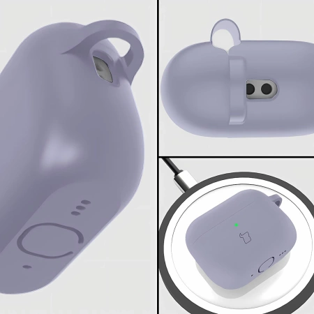 Silikonowe etui z karabińczykiem Bizon Case Headphone Silicone do AirPods Pro 3, szare