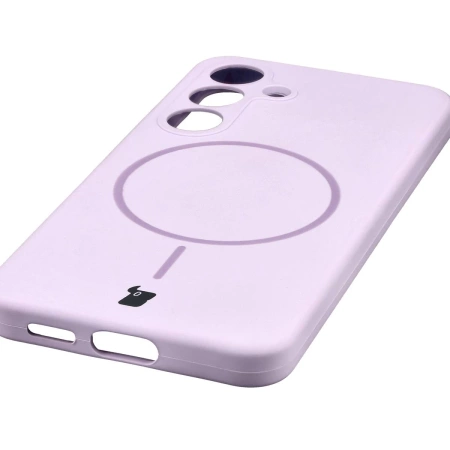 Silikonowe etui z pierścieniem magnetycznym Bizon Soft Case Magnetic do Galaxy S25, jasnofioletowe