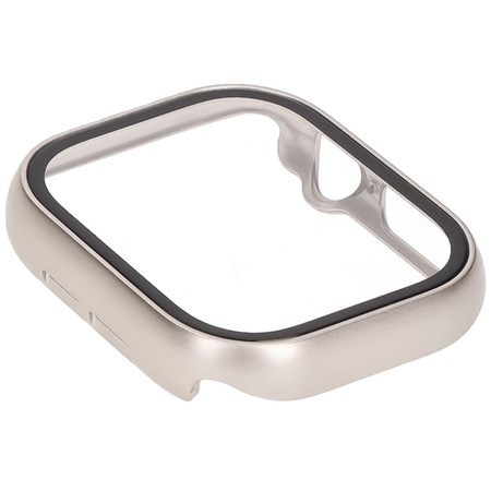Etui ze szkłem do zegarka Bizon Case+Glass Watch do Apple Watch 11 / 10 42mm, szampańskie