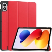 Etui z klapką Bizon Case Tab Croc do Xiaomi POCO Pad M1 / Redmi Pad 2 Pro, czerwone