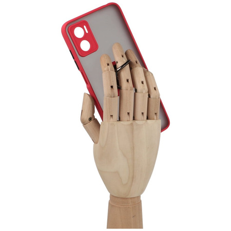 Etui z uchwytem na palec Bizon Case Hybrid Ring do Motorola Moto E22 / E22i, przydymione z czerwoną ramką