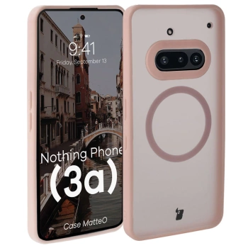 Etui z pierścieniem magnetycznym Bizon Case MatteO do Nothing Phone (3a), przydymione-różowe