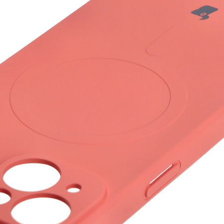 Etui silikonowe z pierścieniem magnetycznym Bizon Case Silicone Magnetic do iPhone 15, brudnoróżowe