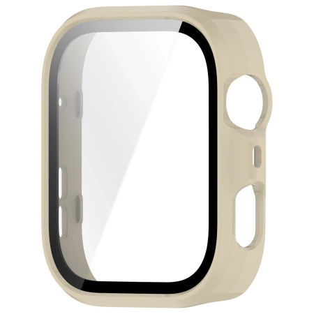 Etui ze szkłem do zegarka Bizon Case Watch Adamo do Huawei Watch Fit 4 Pro, beżowe